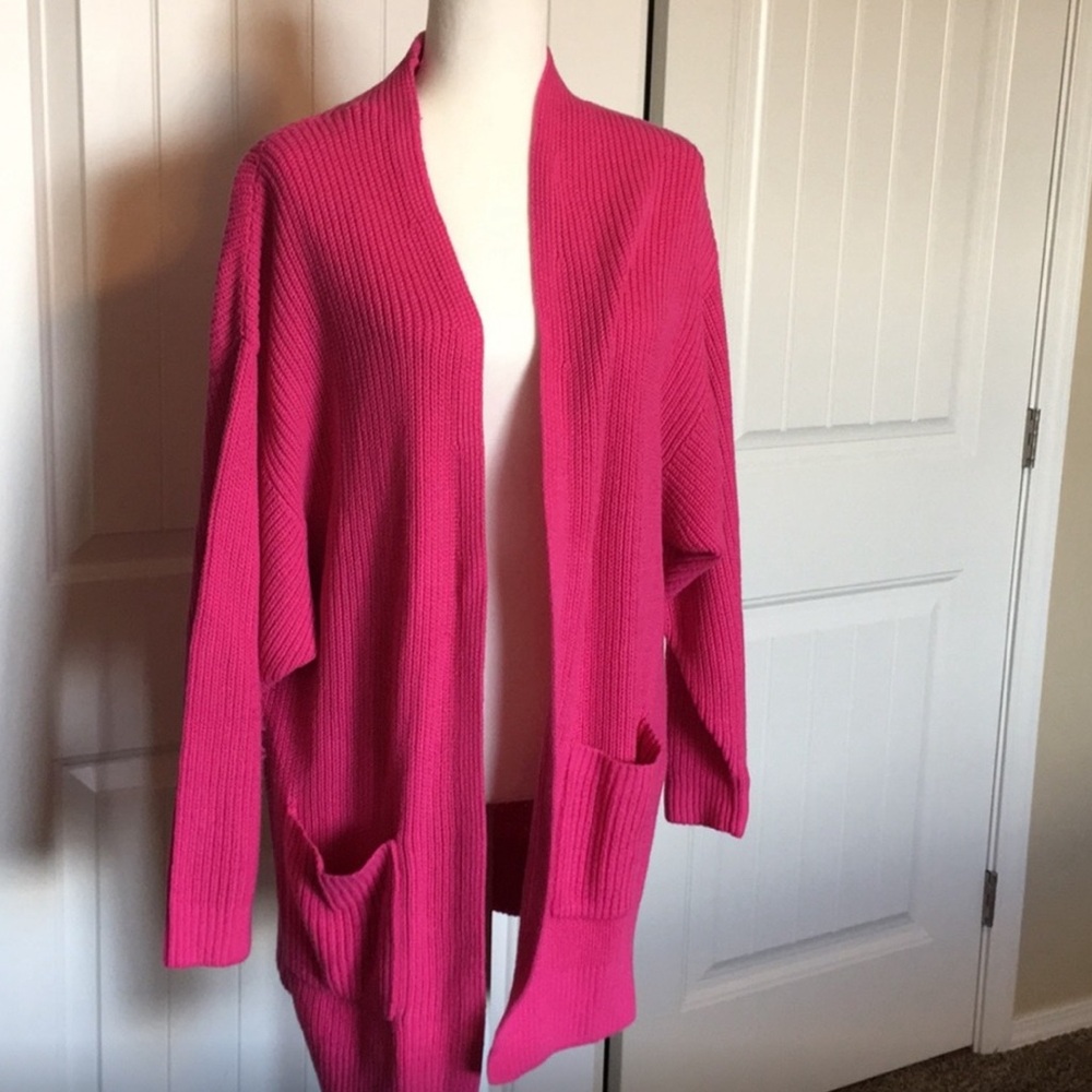 Express Fuchsia Wedge Oversized Knit Sweater Cardigan